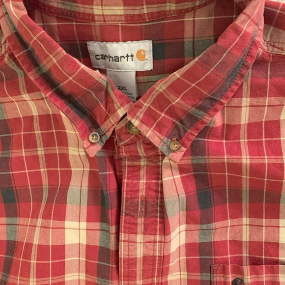 Men's Carhartt Plaid 2XL button down shirt red - Picture 3 of 5